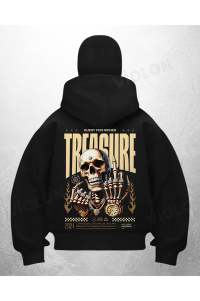 Violon Sweatshirt cu imprimeu Treauser Black Samurai Kar Maskă Cămașă Cardigan