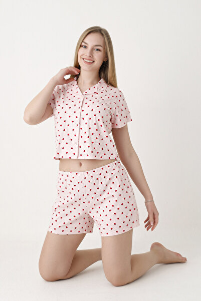 NBB Pink Berry Shorts Crop Front Buttoned Pajama Set
