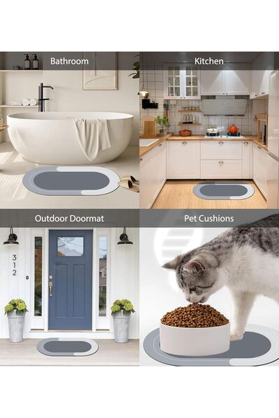 ALBBEK 2 штуки водопоглинаючі килимки, стильний дизайн, килимок для обмивання, нековзна основа, 38*58 см, овальний килимок A-60