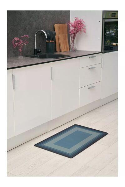 ALBBEK 2 non-slip absorbent mats for bathroom, kitchen, and washing area, 58x38cm, black and grey, plain design