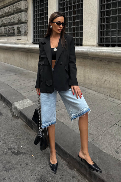 Ortaya Çık Черно сако с джобове