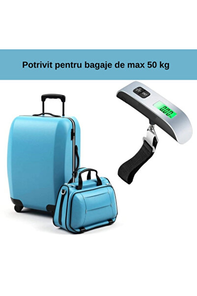 Techwood digital hand luggage scale, LCD display, TARE function, maximum 50 kg, silver