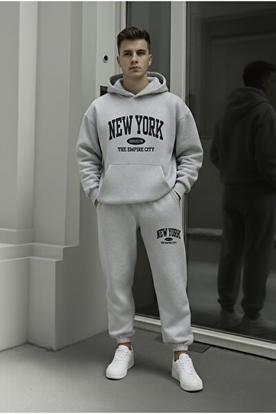 FUFLUNS NEW YORK THE EMPIRE CITY SET DE PENTRUȚĂ CU GLUGĂ OVERSIZE, UNISEX, F...