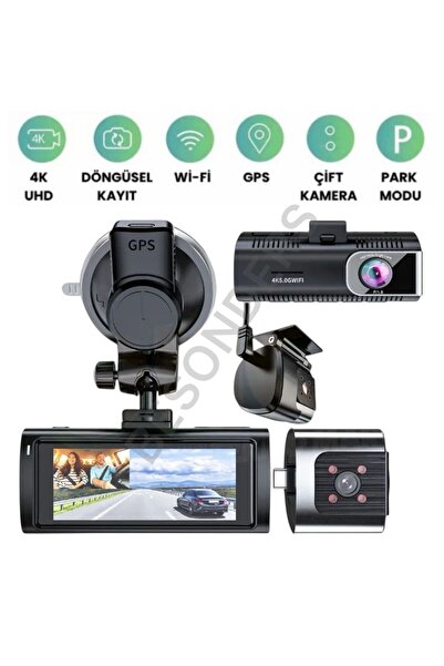 Besonders K17 PRO SERİ 1080P 4K Full HD 3 Kameralı Wifi GPS Gsensör Gece Görüş Araç İçi Ön Arka Kayıt Kamera