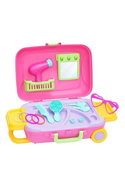 OEM Hairdresser Play Set Pink Wheeled Suitcase – 18 pieces