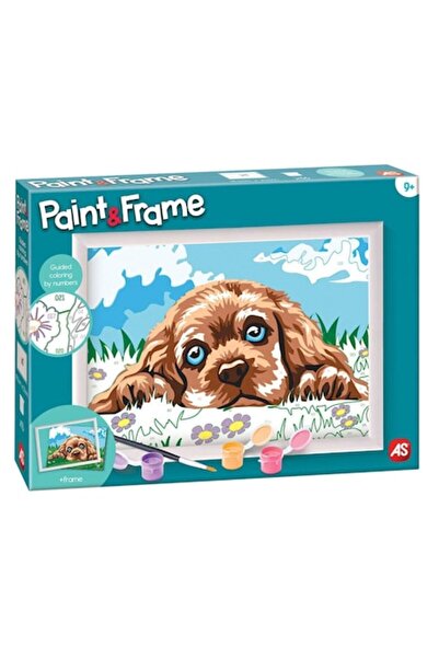 OEM Paint-by-Numbers Set "Loving Puppy" - Multicolor, 9 Acrylic Paints, Frame & Brush, Ages 9+