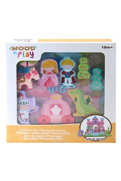 OEM Set din Lemn Caramizi de Constructie Castel & Figurine 15buc