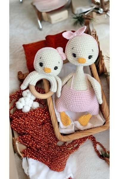 stoks toys Amigurumi Kaz çıngırak Yenidoğan Uyku Arkadaşı Seti