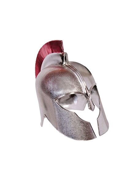 TOPI TOY Protective plastic mask, silver iron-like finish, Greek warrior helm...