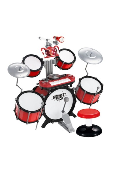 OEM Set de tobe de jucărie cu cinele, pian muzical și scaun