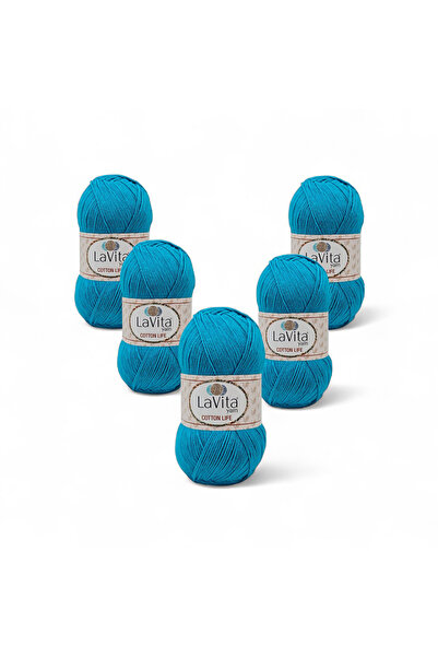 LaVita Yarn خيط حياكة يدوي من القطن لايف 50% قطن 50% أكريليك 500 جرام 5 قطع (...