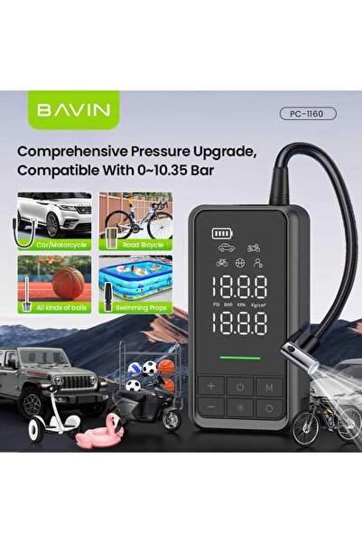 Bavin جهاز تشغيل السيارة 2 في 1 وضاغط هواء وبنك طاقة 10400 مللي أمبير وقوة شحن 85 وات ونفخ سريع وقوي