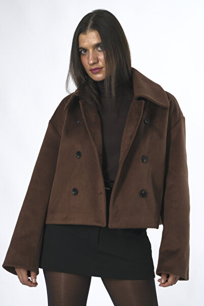 ABBRA Kadın 6 Düğmeli Mini Kaşe Ceket