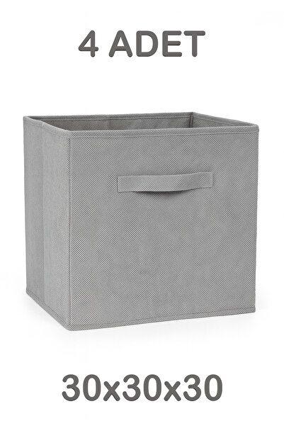 PH Prendi Home 4-Piece Gray Fabric Closet Organizer Box - 30X30X30 cm Foldable Multi-Purpose Storage Box