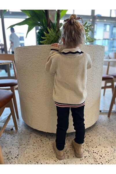 Butik Girl's Polo Neck Oversize Knitwear Leggings Set