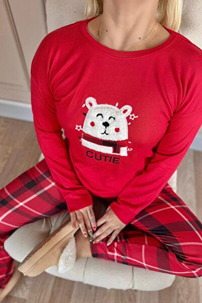 Pijamaevi Red Cutie Patterned Thermal Women's Pajamas Set
