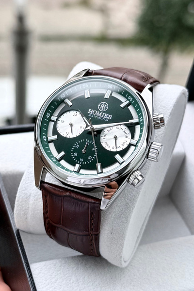 Homies Men's Wristwatch Leather Strap with Calendar and Day Display with Gift...