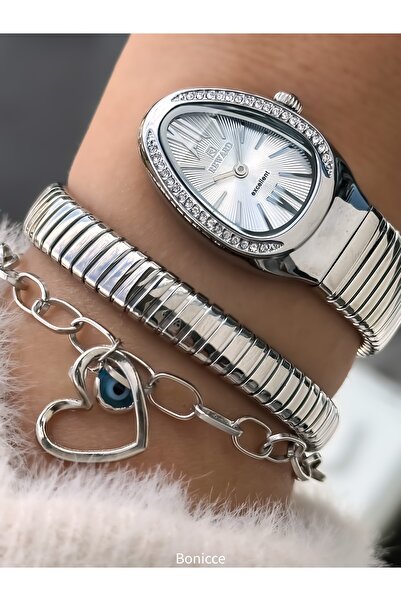 Reward Stone Snake Watch from Thick to Thin Single Tour, Small Case (24 Diameter), 3 Atm Silver Steel Band