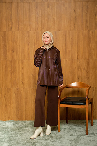 LOCCO Women's Stone Detail Knitwear Set Brown