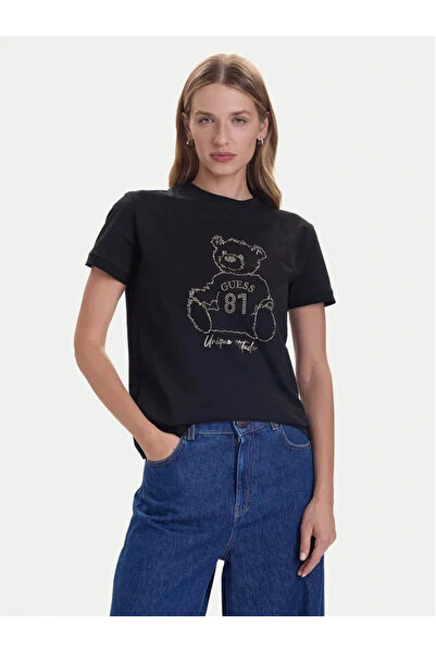 Guess Μοναδικό γυναικείο μπλουζάκι μαύρο Active Regular Fit V5BI16K8FQ4-JBLK