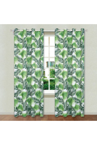 OEM Decorative Curtain with Rings, Medium Shade, Size 140 x 260 cm, Leaf