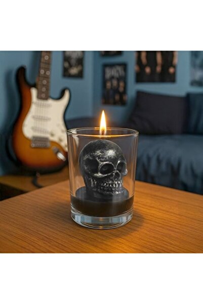 SHOPIENS Λαμπάκι Halloween 3D Νεκροκεφαλή σε Γυαλί Μαύρο Χρυσό Διακόσμηση Ø5....