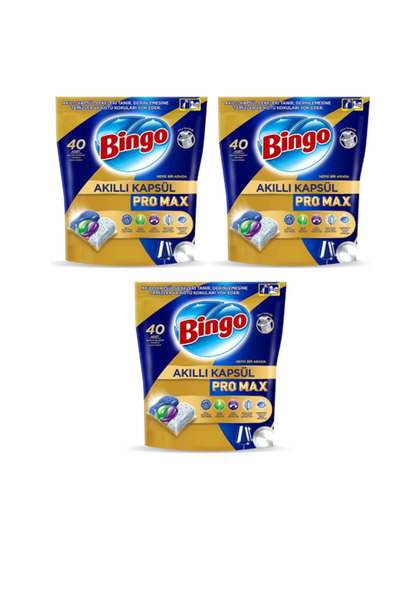 Bingo Akıllı Kapsül Pro Max Bulaşık Makinesi Tableti 40'lı x 3 Adet (120 Kapsül)