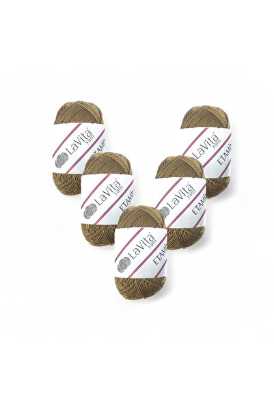 LaVita Yarn خيط إيتمين للحياكة اليدوية 100% أكريليك 150 جرام 5 قطع (9666 بني ...