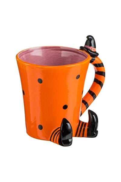 SHOPIENS Cană ceramică de Halloween, model 3D vrăjitoare, portocaliu, 450 ml, MYONNA IT & E-COMMERCE