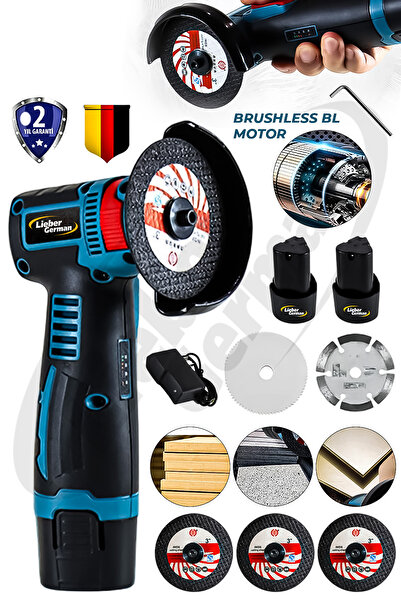 Lieber German Kömürsüz Motor 18 V Mini Akülü Dik Taşlama Mini Taşlama Makinesi