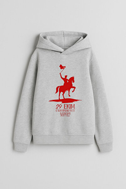 MODA 29 octombrie Ziua Republicii cu imprimeu Hanorac gri cu glugă Hanorac pe...