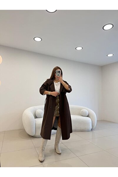 Şulenin Butiği OVERSİZE YAĞMURLUK TRENÇ KAHVE