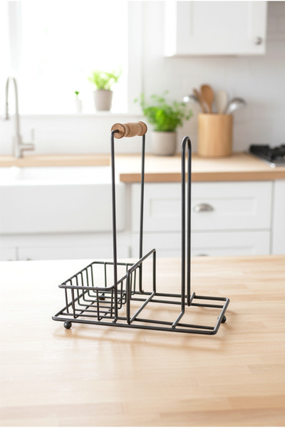 FH finehome Sunny Wooden Sauce Bowl Napkin Holder Black