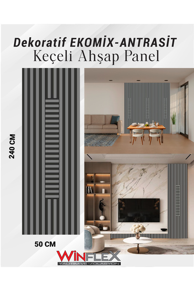 WİNFLEX EKO-MİX KEÇELİ AKUSTİK AHŞAP PANELİ – (50X240CM).