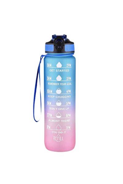OEM Water Bottle with Time Scale, Plastic, 1 L, Pink/Blue