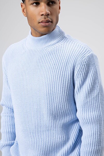 VAMOSCLO oversized Πλεκτό Πουλόβερ Ψηλό Μπλουζάκι Μπλε μωρό