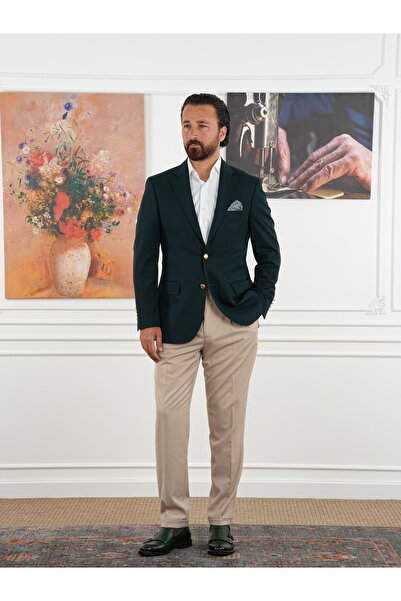 PAREZ Premium İtalyan Stil Slim Fit Erkek Punto Dikişli Yarım Astarlı Ceket XPRZCOM8332