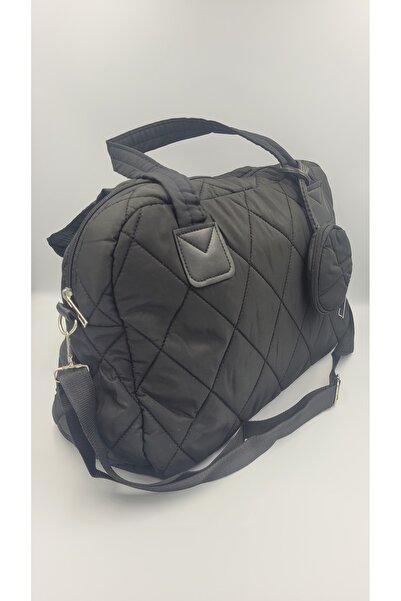 DİYKAYA Kadın Siyah Puf Kapitone Desenli Cüzdanlı Valiz El Ve Omuz Çantası