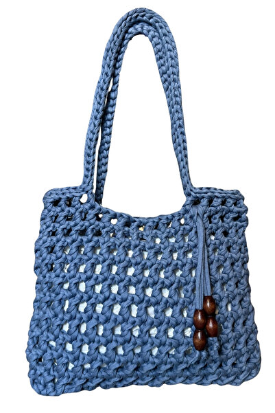 Uretti - Emine 9106 Ручна робота з дерев'яними намистинами, деталі з трикотажної тканини, сумка через плече - 27 x 21