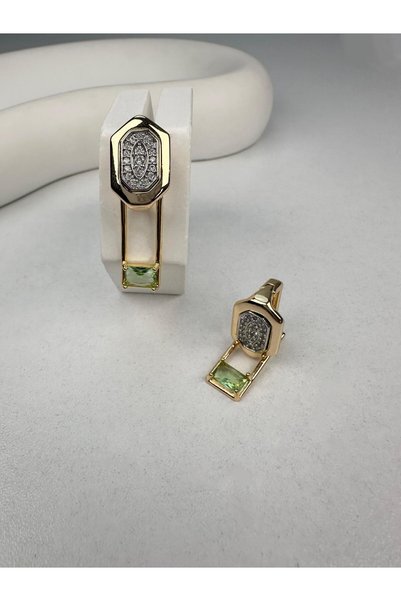 Kius Vip Series Green Dangle Gold Earrings