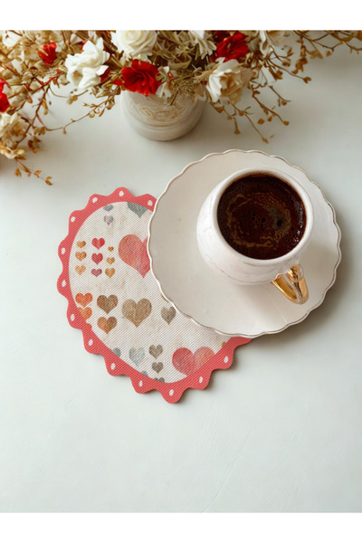tarzınısec Colorful Hearts \ Coffee Side Napkin, Presentation Napkin, Cocktail Napkin, Coaster Set of 6