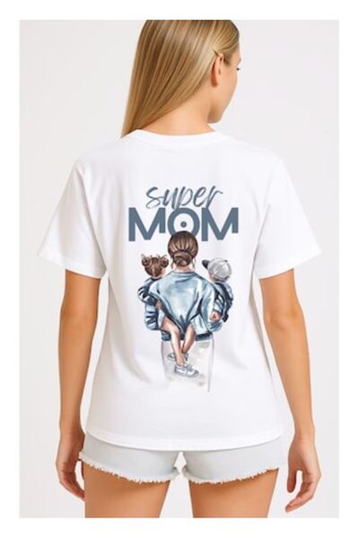 Vexor -Tricou la modă din bumbac pentru femei, alb, Super Mom S