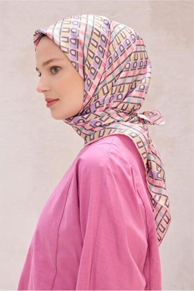 Belli Tivil Pure Silk Scarf 4223 - 81 Μοτίβο με ροζ γράμματα