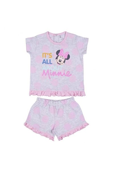 Disney Minnie Mouse Girls' Pajama Set, Short Sleeve, Age 18 Months, 86cm, Gray/Pink