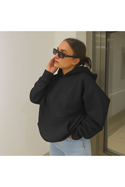 E-ROMA Hanorac unisex cu glugă, imprimat, din bumbac pieptănat cu 3 fire