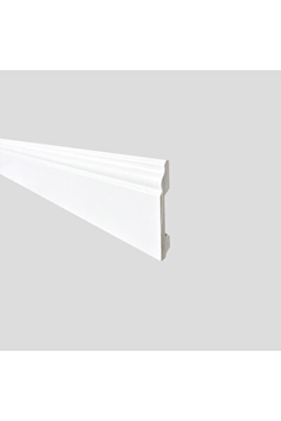 MallDeco Plintă din polimer alb pentru parchet, lățime 120 mm