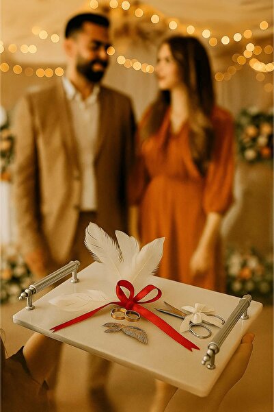 Jenisa Silver Handle Marble Multi-Purpose Presentation Tray - Promise & Engagement Ring Tray