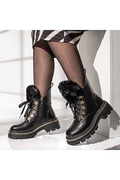 Modlet.ro Women's black thick-sole boots MOD12779