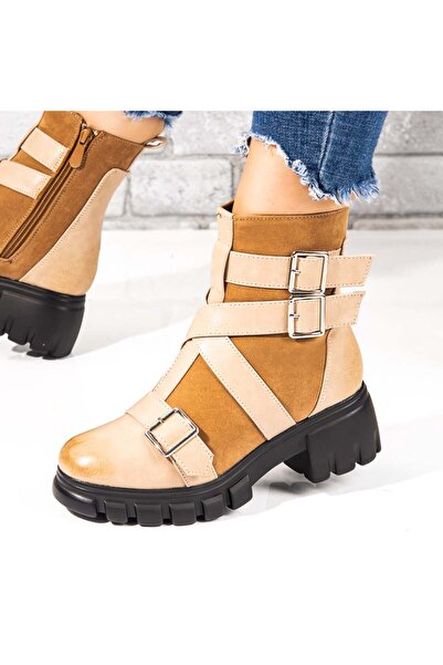 Modlet.ro Women's beige boots with metallic details MOD10471