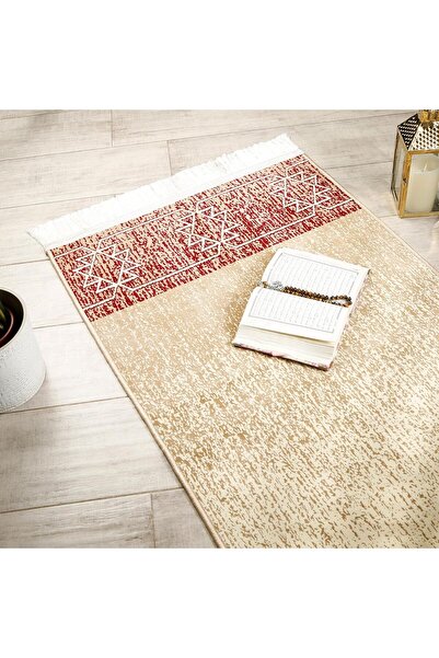 Segadty Sohan Luxury Prayer Rug, Non-Slip Super Soft, Comfortable for Daily Use, Elegant Beige Desig